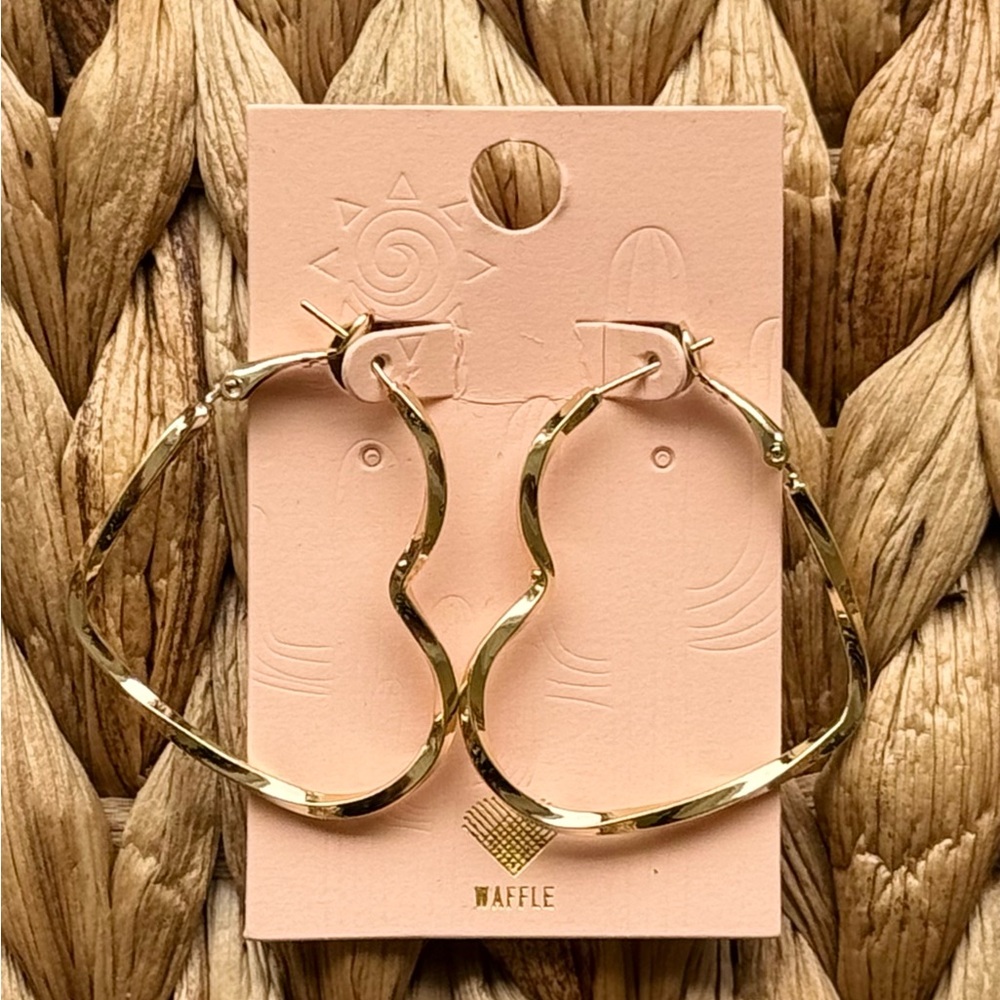 Gold Hoop Heart Shape Earrings